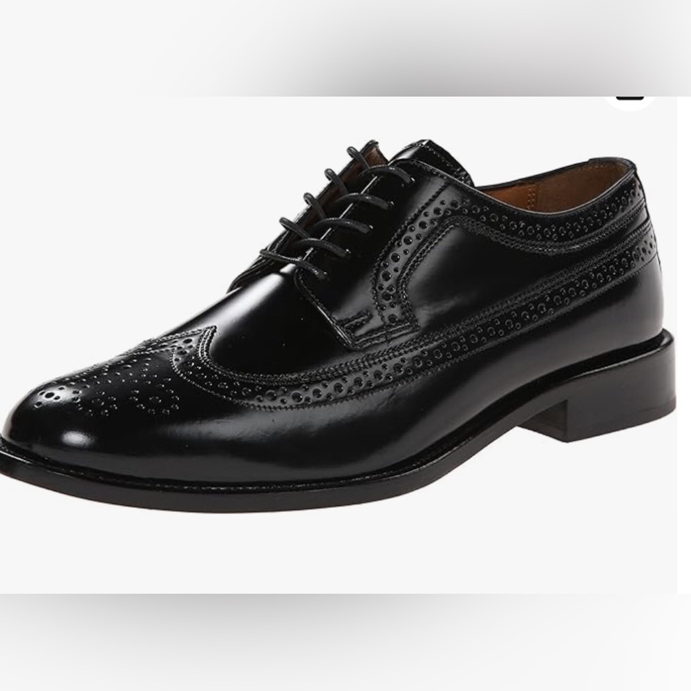 NIBox Bostonian Lux Malden Black Leather Lace Up Wingtip Oxfords size. 9 W